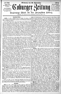 Coburger Zeitung Mittwoch 16. September 1874