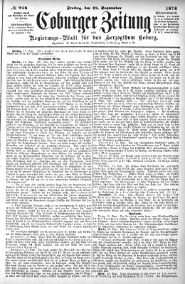 Coburger Zeitung Freitag 18. September 1874