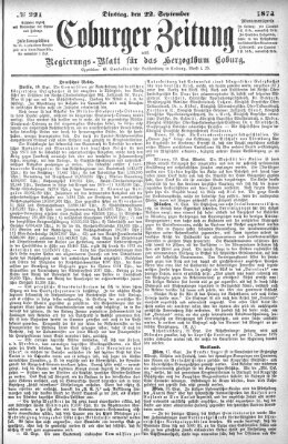 Coburger Zeitung Dienstag 22. September 1874