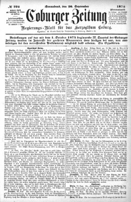 Coburger Zeitung Samstag 26. September 1874