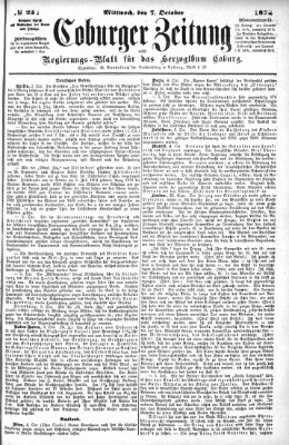 Coburger Zeitung Mittwoch 7. Oktober 1874