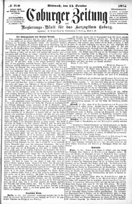 Coburger Zeitung Mittwoch 14. Oktober 1874