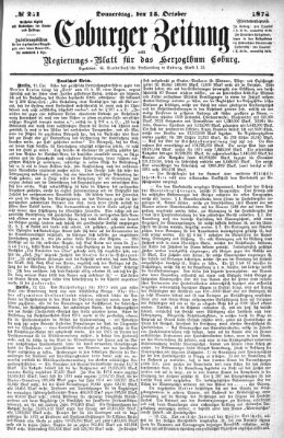 Coburger Zeitung Donnerstag 15. Oktober 1874