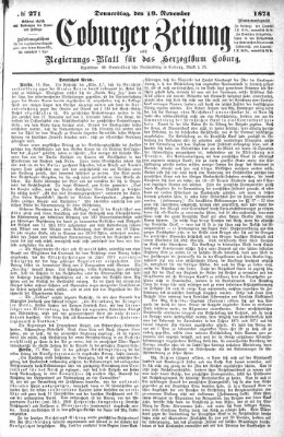 Coburger Zeitung Donnerstag 19. November 1874