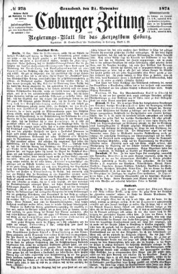 Coburger Zeitung Samstag 21. November 1874