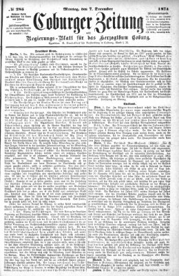 Coburger Zeitung Montag 7. Dezember 1874