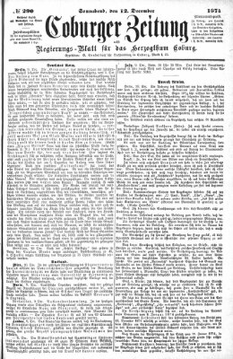 Coburger Zeitung Samstag 12. Dezember 1874