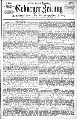 Coburger Zeitung Freitag 18. Dezember 1874