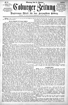 Coburger Zeitung Montag 4. Januar 1875