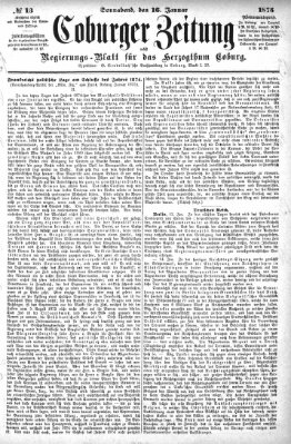 Coburger Zeitung Samstag 16. Januar 1875