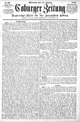 Coburger Zeitung Mittwoch 27. Januar 1875