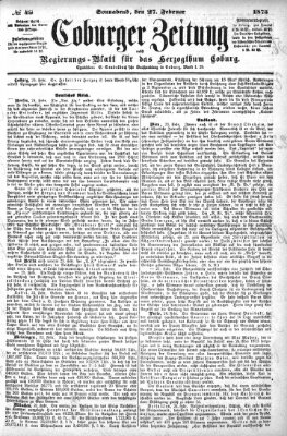 Coburger Zeitung Samstag 27. Februar 1875