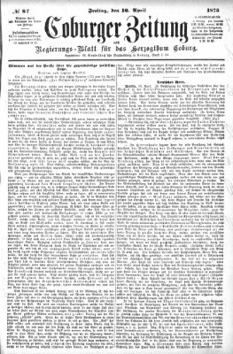 Coburger Zeitung Freitag 16. April 1875