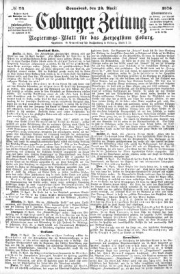 Coburger Zeitung Samstag 24. April 1875