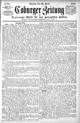 Coburger Zeitung Montag 26. April 1875