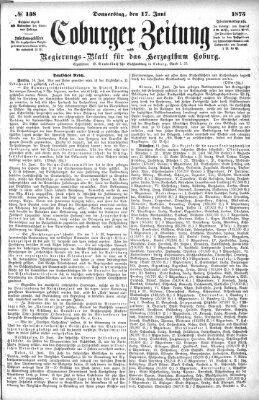 Coburger Zeitung Donnerstag 17. Juni 1875