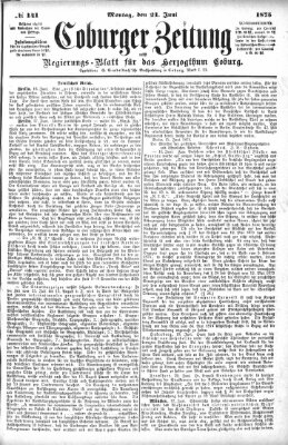 Coburger Zeitung Montag 21. Juni 1875