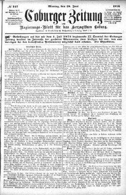 Coburger Zeitung Montag 28. Juni 1875