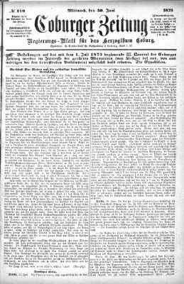 Coburger Zeitung Mittwoch 30. Juni 1875