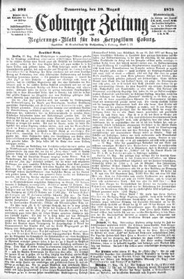 Coburger Zeitung Donnerstag 19. August 1875