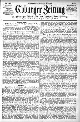 Coburger Zeitung Samstag 21. August 1875