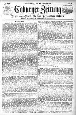 Coburger Zeitung Donnerstag 16. September 1875