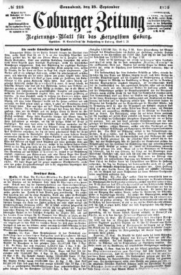 Coburger Zeitung Samstag 18. September 1875