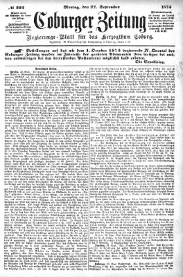 Coburger Zeitung Montag 27. September 1875