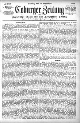 Coburger Zeitung Dienstag 16. November 1875