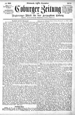 Coburger Zeitung Mittwoch 1. Dezember 1875