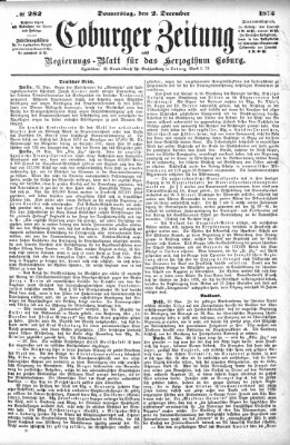 Coburger Zeitung Donnerstag 2. Dezember 1875