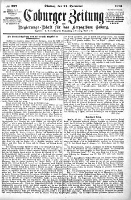 Coburger Zeitung Dienstag 21. Dezember 1875