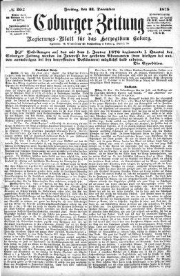 Coburger Zeitung Freitag 31. Dezember 1875