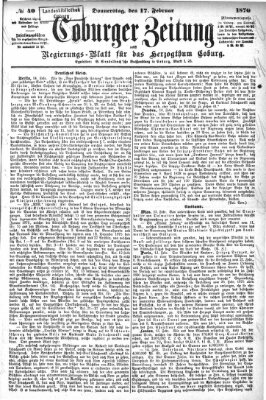 Coburger Zeitung Donnerstag 17. Februar 1876