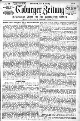 Coburger Zeitung Mittwoch 1. März 1876