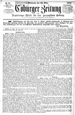 Coburger Zeitung Mittwoch 29. März 1876