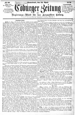 Coburger Zeitung Samstag 15. April 1876