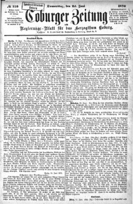 Coburger Zeitung Donnerstag 22. Juni 1876