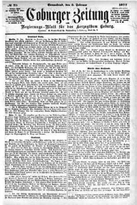 Coburger Zeitung Samstag 3. Februar 1877