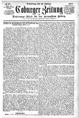 Coburger Zeitung Donnerstag 15. Februar 1877