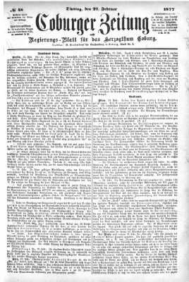 Coburger Zeitung Dienstag 27. Februar 1877