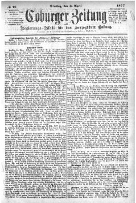 Coburger Zeitung Dienstag 3. April 1877