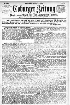 Coburger Zeitung Mittwoch 27. Juni 1877