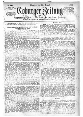 Coburger Zeitung Montag 13. August 1877