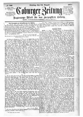 Coburger Zeitung Dienstag 14. August 1877