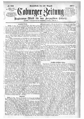 Coburger Zeitung Samstag 18. August 1877