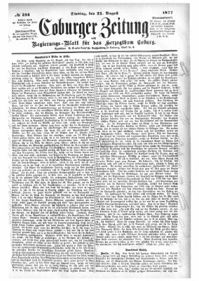 Coburger Zeitung Dienstag 21. August 1877