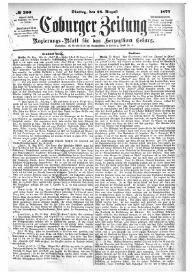 Coburger Zeitung Dienstag 28. August 1877