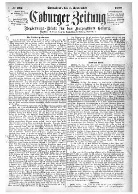 Coburger Zeitung Samstag 1. September 1877