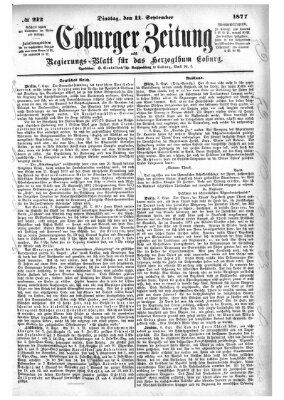 Coburger Zeitung Dienstag 11. September 1877